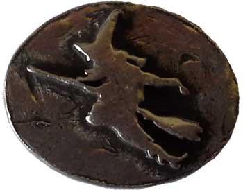 Witch on Broom pocket stone (image for) Witch on Broom pocket stone