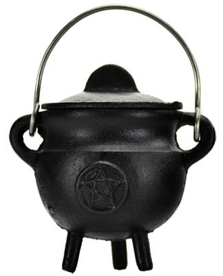 Pentagram Cast Iron Cauldron w/ Lid 2 3/4" (image for) Pentagram Cast Iron Cauldron w/ Lid 2 3/4"