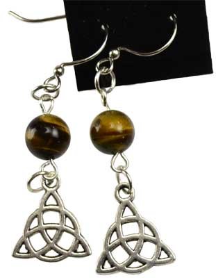 Tiger's Eye Triquetra earrings (image for) Tiger's Eye Triquetra earrings