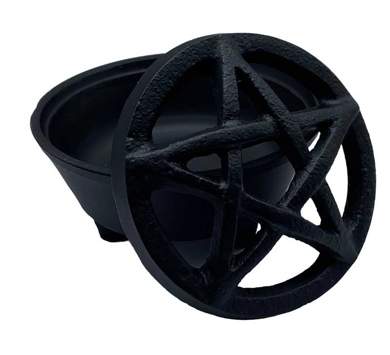 3 1/4" Pentagram cast iron cauldron (image for) 3 1/4" Pentagram cast iron cauldron
