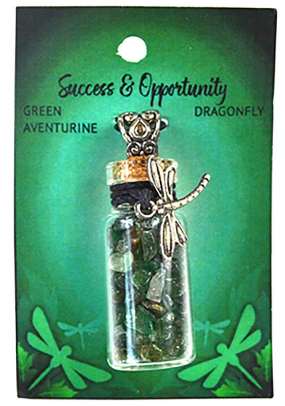(image for) Green Aventurine Chips in Bottle with Dragonfly necklace