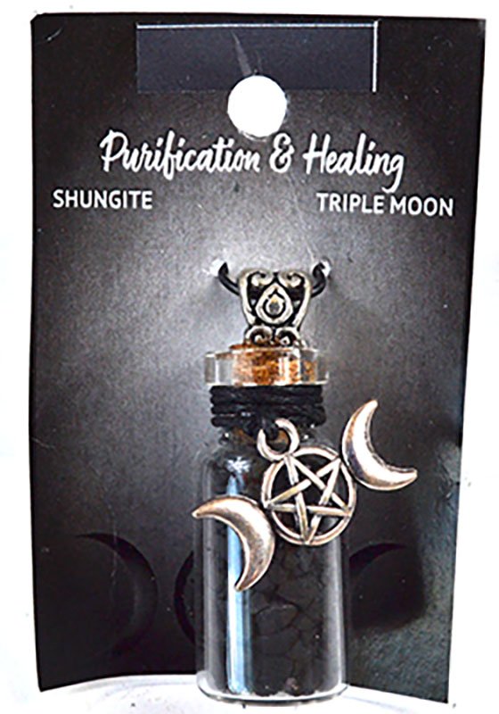 (image for) Shungite Chips in Bottle with Triple Moon necklace